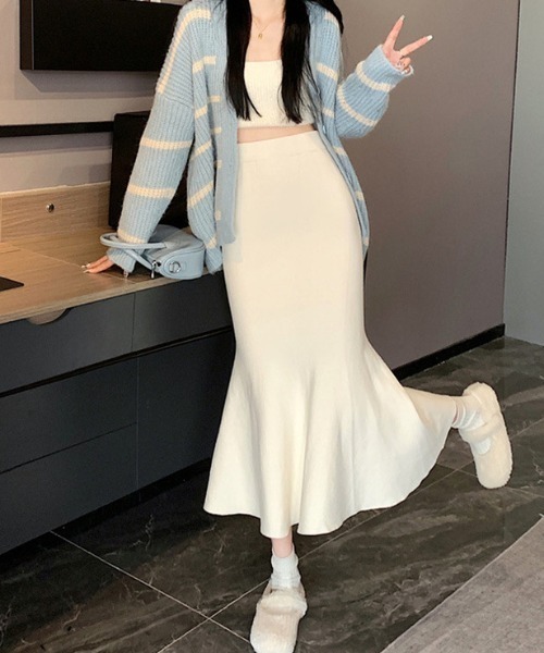 cammie(キャミー)の「マーメイドラインスカート(スカート・レディース・ブラック/ベージュ/ホワイト・FREE)」の5枚目の写真