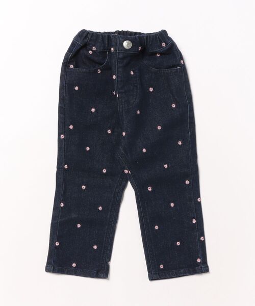Moujonjon(ムージョンジョン)の「24MJ花柄デニムパンツ(デニムパンツ・キッズ・ネイビー・90/100/110/120/140)」の1枚目の写真