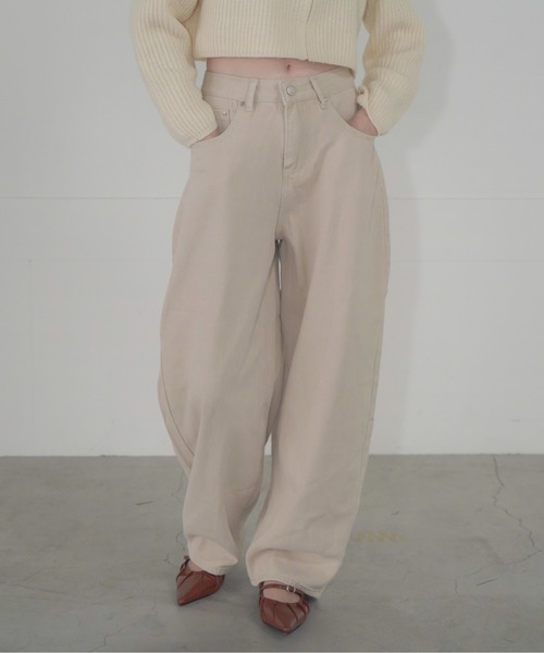 Mirette(ミレット)の「ハートポケットカラーワイドデニムパンツ ヴィンテージライク / Heart Pocket Colored Wide Denim Pants Vintage Style(デニムパンツ・レディース・ナチュラル/ピンク・SMALL/MEDIUM/LARGE)」の3枚目の写真