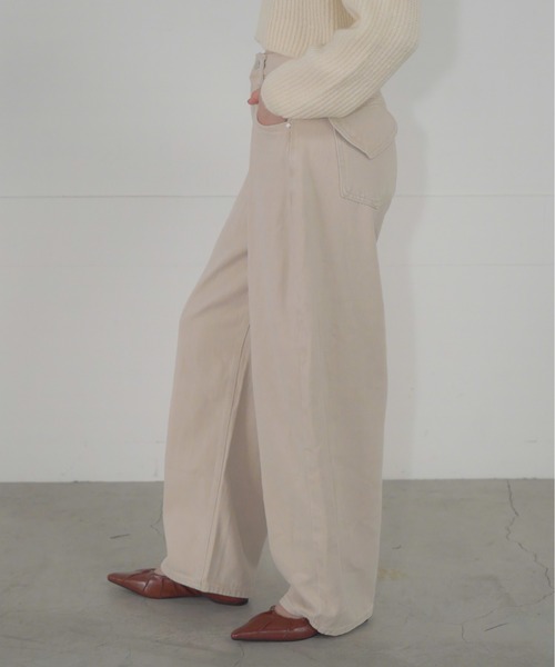 Mirette(ミレット)の「ハートポケットカラーワイドデニムパンツ ヴィンテージライク / Heart Pocket Colored Wide Denim Pants Vintage Style(デニムパンツ・レディース・ナチュラル/ピンク・SMALL/MEDIUM/LARGE)」の5枚目の写真