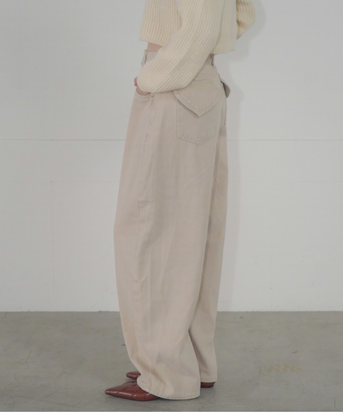 Mirette(ミレット)の「ハートポケットカラーワイドデニムパンツ ヴィンテージライク / Heart Pocket Colored Wide Denim Pants Vintage Style(デニムパンツ・レディース・ナチュラル/ピンク・SMALL/MEDIUM/LARGE)」の6枚目の写真