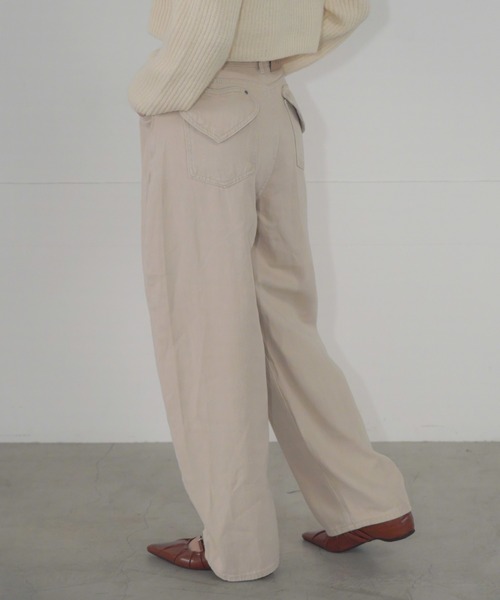 Mirette(ミレット)の「ハートポケットカラーワイドデニムパンツ ヴィンテージライク / Heart Pocket Colored Wide Denim Pants Vintage Style(デニムパンツ・レディース・ナチュラル/ピンク・SMALL/MEDIUM/LARGE)」の7枚目の写真