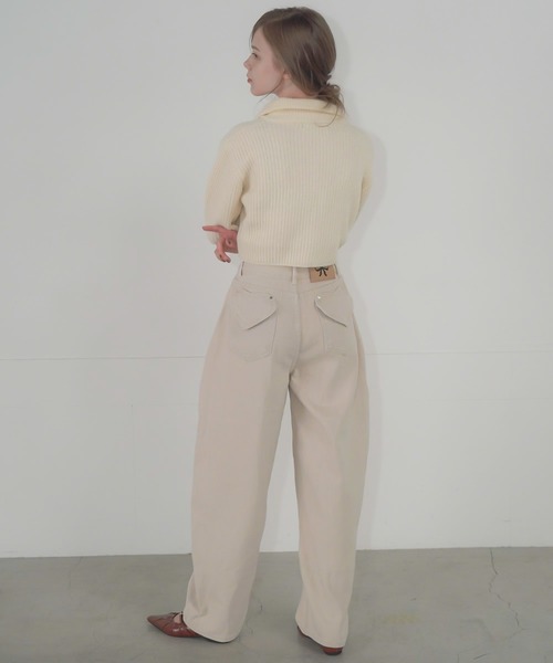 Mirette(ミレット)の「ハートポケットカラーワイドデニムパンツ ヴィンテージライク / Heart Pocket Colored Wide Denim Pants Vintage Style(デニムパンツ・レディース・ナチュラル/ピンク・SMALL/MEDIUM/LARGE)」の14枚目の写真