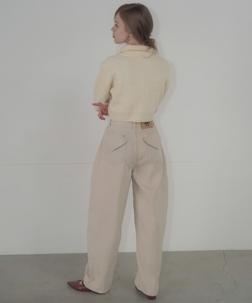 Mirette(ミレット)の「ハートポケットカラーワイドデニムパンツ ヴィンテージライク / Heart Pocket Colored Wide Denim Pants Vintage Style(デニムパンツ・レディース・ナチュラル/ピンク・SMALL/MEDIUM/LARGE)」の15枚目の写真