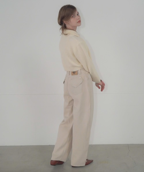 Mirette(ミレット)の「ハートポケットカラーワイドデニムパンツ ヴィンテージライク / Heart Pocket Colored Wide Denim Pants Vintage Style(デニムパンツ・レディース・ナチュラル/ピンク・SMALL/MEDIUM/LARGE)」の16枚目の写真