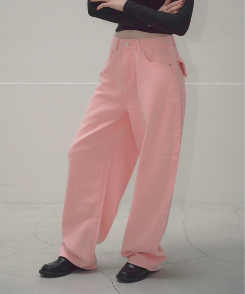 Mirette(ミレット)の「ハートポケットカラーワイドデニムパンツ ヴィンテージライク / Heart Pocket Colored Wide Denim Pants Vintage Style(デニムパンツ・レディース・ナチュラル/ピンク・SMALL/MEDIUM/LARGE)」の17枚目の写真