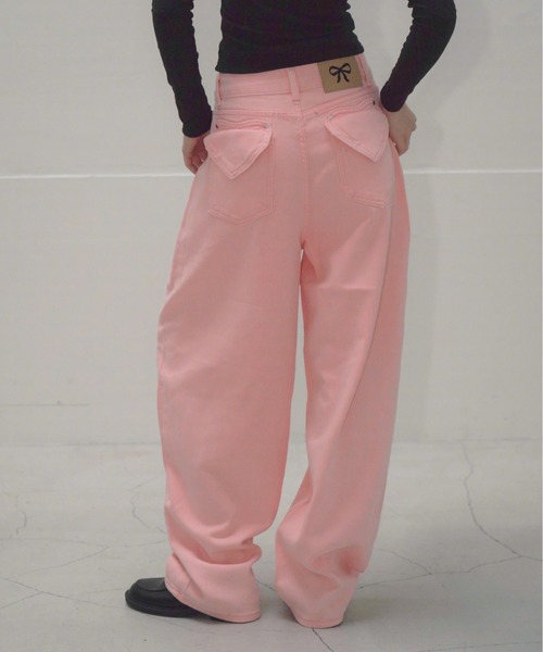 Mirette(ミレット)の「ハートポケットカラーワイドデニムパンツ ヴィンテージライク / Heart Pocket Colored Wide Denim Pants Vintage Style(デニムパンツ・レディース・ナチュラル/ピンク・SMALL/MEDIUM/LARGE)」の19枚目の写真