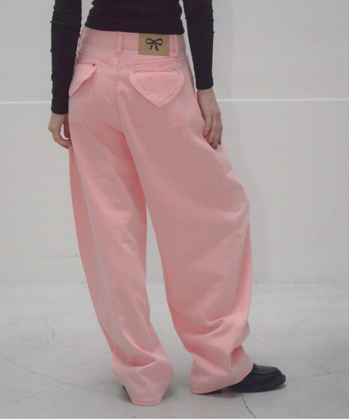 Mirette(ミレット)の「ハートポケットカラーワイドデニムパンツ ヴィンテージライク / Heart Pocket Colored Wide Denim Pants Vintage Style(デニムパンツ・レディース・ナチュラル/ピンク・SMALL/MEDIUM/LARGE)」の20枚目の写真