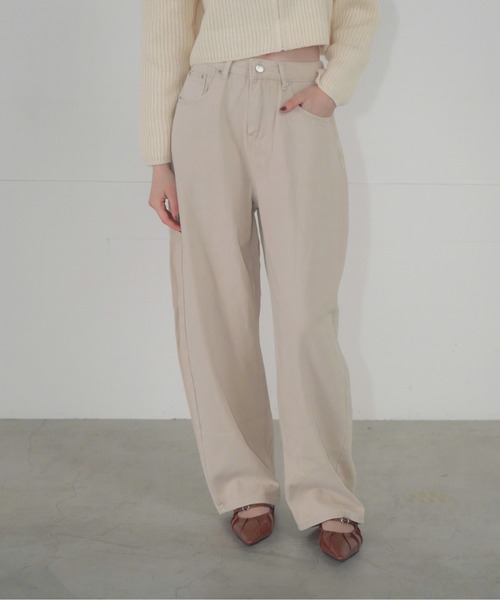 Mirette(ミレット)の「ハートポケットカラーワイドデニムパンツ ヴィンテージライク / Heart Pocket Colored Wide Denim Pants Vintage Style(デニムパンツ・レディース・ナチュラル/ピンク・SMALL/MEDIUM/LARGE)」の4枚目の写真