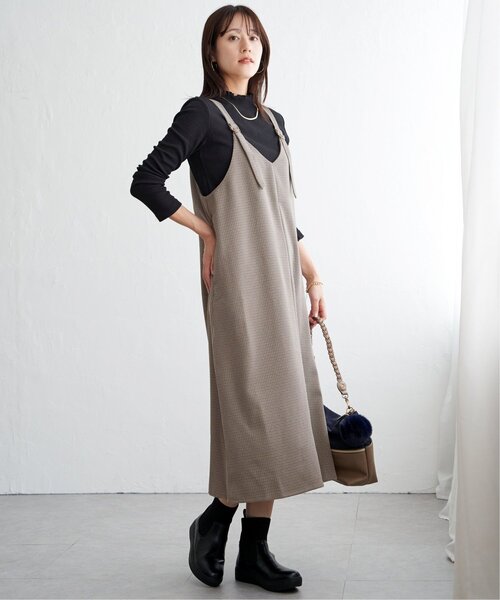 ikka(イッカ)の「【親子コーデ】前後2WAYバックル付きジャンパースカート(ワンピース・レディース・ブラック/ライム/ブラウン/ベージュ・M/L/S)」の20枚目の写真