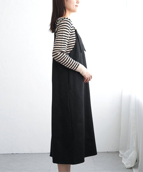 ikka(イッカ)の「【親子コーデ】前後2WAYバックル付きジャンパースカート(ワンピース・レディース・ブラック/ライム/ブラウン/ベージュ・M/L/S)」の14枚目の写真