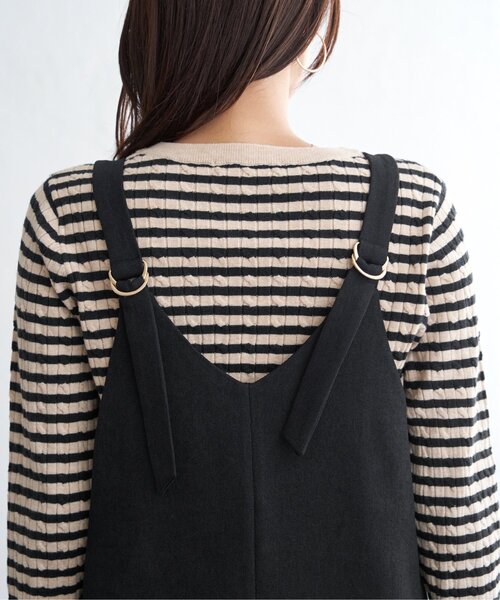 ikka(イッカ)の「【親子コーデ】前後2WAYバックル付きジャンパースカート(ワンピース・レディース・ブラック/ライム/ブラウン/ベージュ・M/L/S)」の10枚目の写真