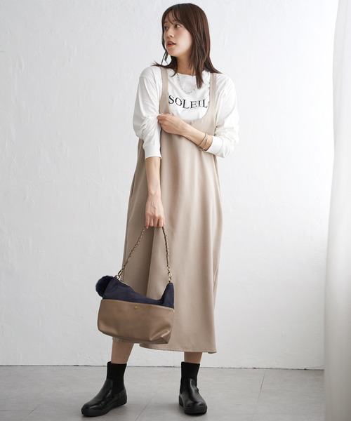 ikka(イッカ)の「【親子コーデ】前後2WAYバックル付きジャンパースカート(ワンピース・レディース・ブラック/ライム/ブラウン/ベージュ・M/L/S)」の6枚目の写真