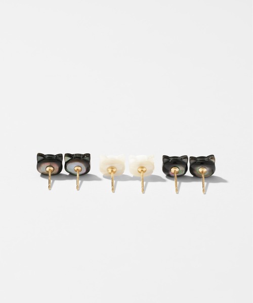 Jewel closet by L&Co.(ジュエルクローゼットバイエルアンドコー)の「K10 キャット ピアス(ピアス(両耳用)・レディース・ホワイト/ブラック・FREE)」の8枚目の写真