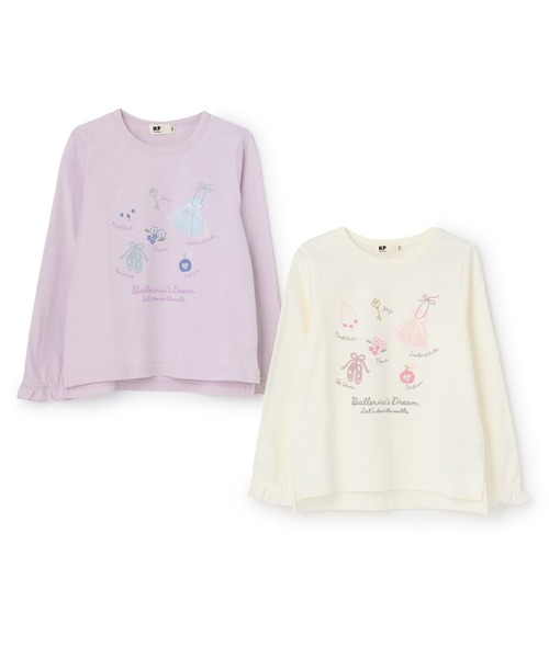 KP（ケーピー）の「バレエモチーフ 長袖Tシャツ（Tシャツ/カットソー・キッズ・オフホワイト/ラベンダー・120cm/130cm/140cm/150cm/160cm）」の9枚目の写真