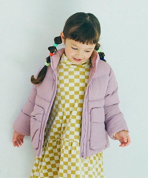 洗える】ほわほわ中綿のスタンドカラーパファージャケット_ジュニア
