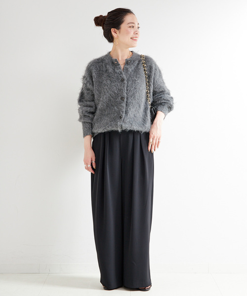 B.C STOCK（ベーセーストック）の「シャギークルーニットカーディガン（カーディガン/ボレロ・レディース・チャコールグレー/イエロー/ピンク系その他・FREE）」の4枚目の写真