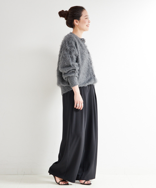 B.C STOCK（ベーセーストック）の「シャギークルーニットカーディガン（カーディガン/ボレロ・レディース・チャコールグレー/イエロー/ピンク系その他・FREE）」の6枚目の写真