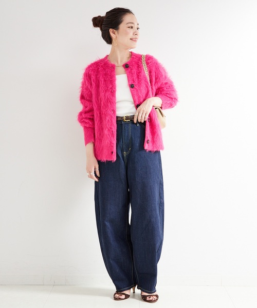 B.C STOCK（ベーセーストック）の「シャギークルーニットカーディガン（カーディガン/ボレロ・レディース・チャコールグレー/イエロー/ピンク系その他・FREE）」の12枚目の写真