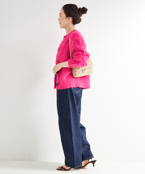 B.C STOCK（ベーセーストック）の「シャギークルーニットカーディガン（カーディガン/ボレロ・レディース・チャコールグレー/イエロー/ピンク系その他・FREE）」の13枚目の写真