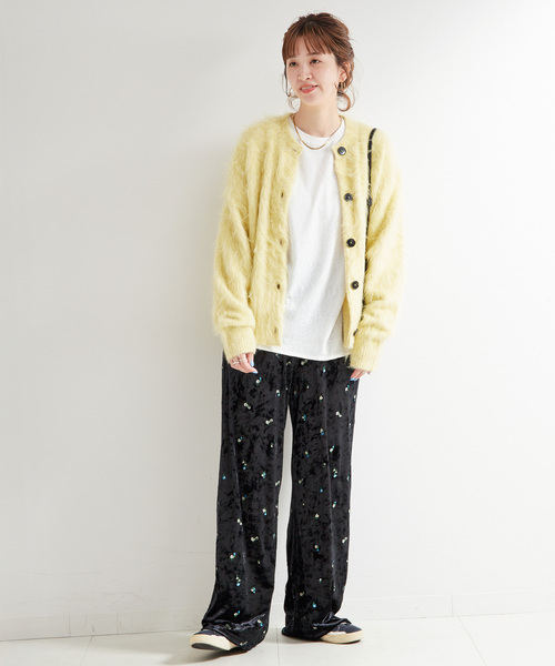 B.C STOCK（ベーセーストック）の「シャギークルーニットカーディガン（カーディガン/ボレロ・レディース・チャコールグレー/イエロー/ピンク系その他・FREE）」の18枚目の写真