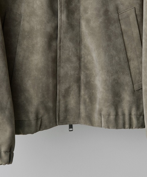 WYM LIDNMFAUX SUEDE ZIP BLOUSON オリーブグレー WYM LIDNM ブルゾン アウター FAUX SUEDE ZIP BLOUSON メンズ