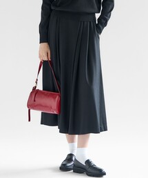 【洗える】ウールミルドジャージー タック スカート