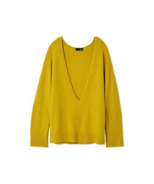 styling/（スタイリング）の「【セットアップ対応】Ｖネックニットトップス（ニット/セーター・レディース・ブラック/イエロー/ライトグレー・F）」の3枚目の写真