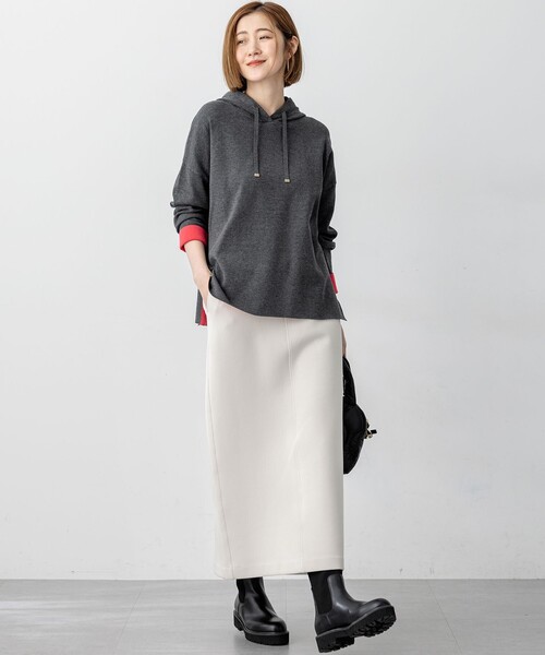 洗える】コットンエアーダンボール Iライン スカート（スカート）｜23