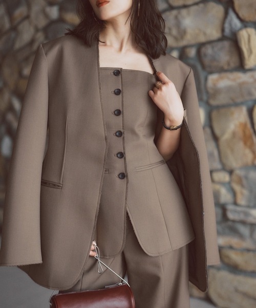 WEB限定】ボンディングフォルムジャケット（ノーカラージャケット