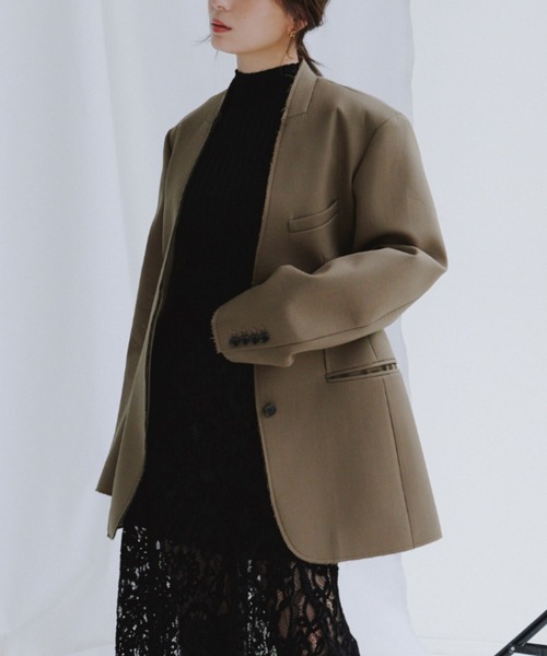 WEB限定】ボンディングフォルムジャケット（ノーカラー