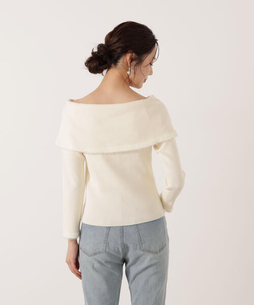 PROPORTION BODY DRESSING(プロポーションボディドレッシング)の「ポイントフェザーオフショルニット / 1215275001(ニット/セーター・レディース・ベージュ/ネイビー/ホワイト系その他・FREE)」の5枚目の写真