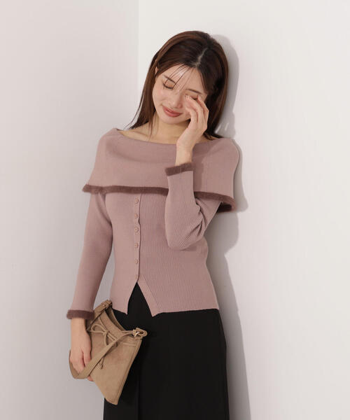PROPORTION BODY DRESSING(プロポーションボディドレッシング)の「ポイントフェザーオフショルニット / 1215275001(ニット/セーター・レディース・ベージュ/ネイビー/ホワイト系その他・FREE)」の12枚目の写真