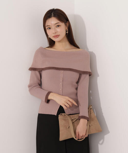 PROPORTION BODY DRESSING(プロポーションボディドレッシング)の「ポイントフェザーオフショルニット / 1215275001(ニット/セーター・レディース・ベージュ/ネイビー/ホワイト系その他・FREE)」の15枚目の写真