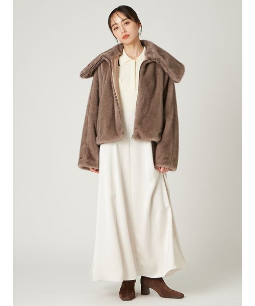 FRAY I.D（フレイアイディー）の「オープンポロカラーニットワンピース