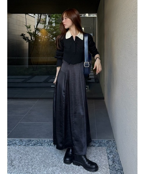 FRAY I.D（フレイアイディー）の「オープンポロカラーニットワンピース