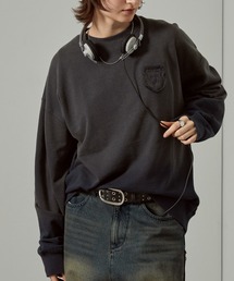 【Alfred Alex】スプレー加工グラデーションエンブレムロゴオーバーサイズスウェット