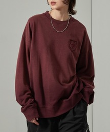 【Alfred Alex】スプレー加工グラデーションエンブレムロゴオーバーサイズスウェット