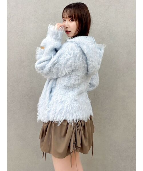 dazzlin（ダズリン）の「リップルカールニットフーディ（ニット/セーター・レディース・ピンク/チャコールグレー/ブルー/アイボリー/オレンジ/パープル・FREE）」の20枚目の写真