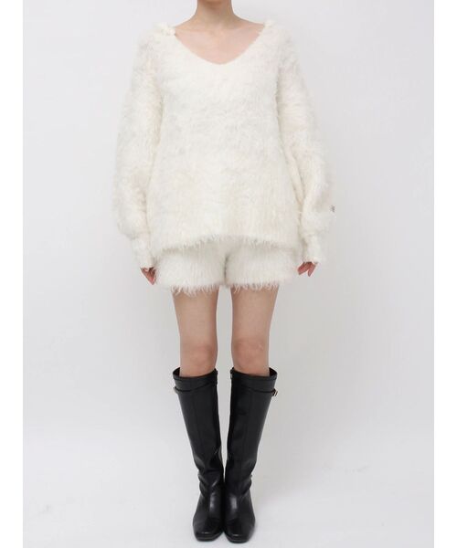 dazzlin（ダズリン）の「リップルカールニットフーディ（ニット/セーター・レディース・ピンク/チャコールグレー/ブルー/アイボリー/オレンジ/パープル・FREE）」の10枚目の写真