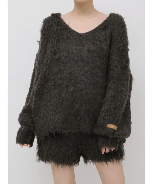 dazzlin（ダズリン）の「リップルカールニットフーディ（ニット/セーター・レディース・ピンク/チャコールグレー/ブルー/アイボリー/オレンジ/パープル・FREE）」の16枚目の写真