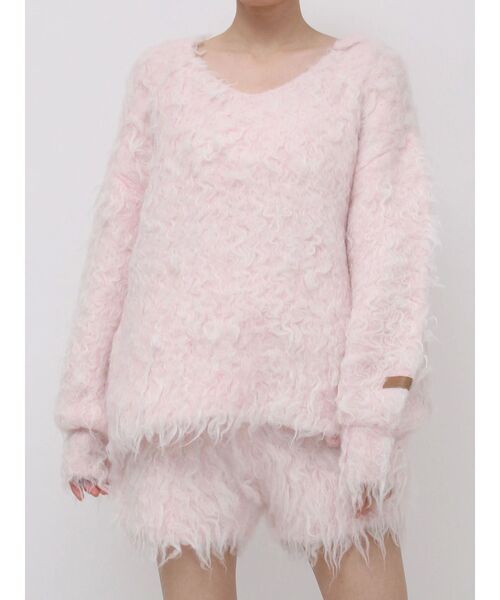 dazzlin（ダズリン）の「リップルカールニットフーディ（ニット/セーター・レディース・ピンク/チャコールグレー/ブルー/アイボリー/オレンジ/パープル・FREE）」の17枚目の写真