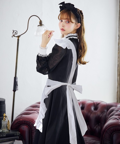クラシックメイドロングワンピース 【コスプレ3点セット