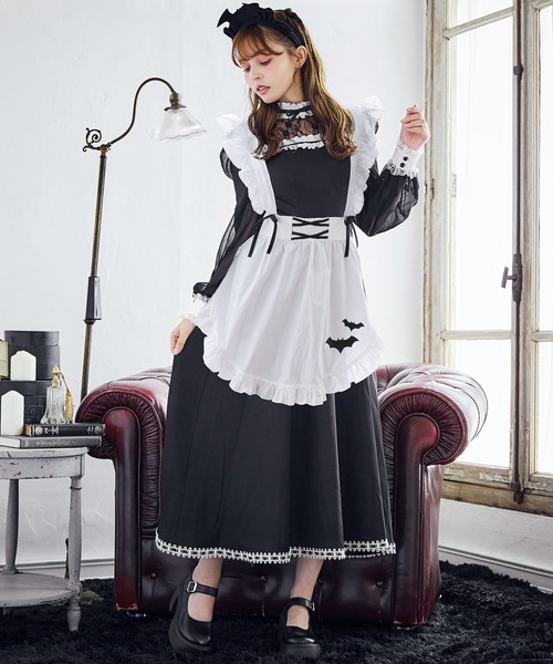 クラシックメイドロングワンピース 【コスプレ3点セット