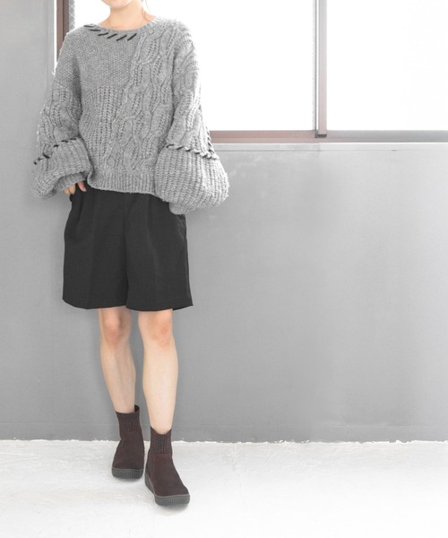SOROTTO(ソロット)の「ラメ入りソックスブーツ(ブーツ・レディース・ダークブラウン/ブラック/ベージュ・LL/L/M/S)」の4枚目の写真