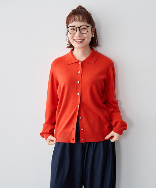 セール】【anyfee/大きいサイズ】衿付きポロカーディガン◇新色追加