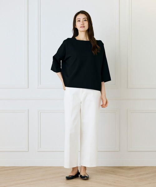 I.T.'S international(イッツインターナショナル)の「ジョーゼットジャージー ボトルネックプルオーバー【セットアップ対応】(Tシャツ/カットソー・レディース・アイボリー/ブラック/ブラウン・フリー)」の16枚目の写真