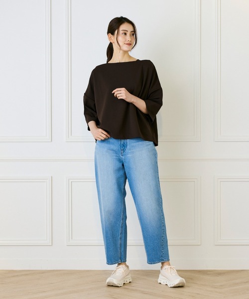 I.T.'S international(イッツインターナショナル)の「ジョーゼットジャージー ボトルネックプルオーバー【セットアップ対応】(Tシャツ/カットソー・レディース・アイボリー/ブラック/ブラウン・フリー)」の7枚目の写真
