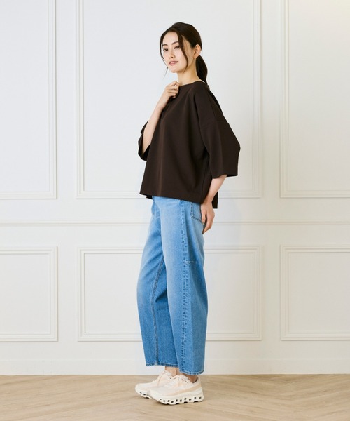 I.T.'S international(イッツインターナショナル)の「ジョーゼットジャージー ボトルネックプルオーバー【セットアップ対応】(Tシャツ/カットソー・レディース・アイボリー/ブラック/ブラウン・フリー)」の8枚目の写真