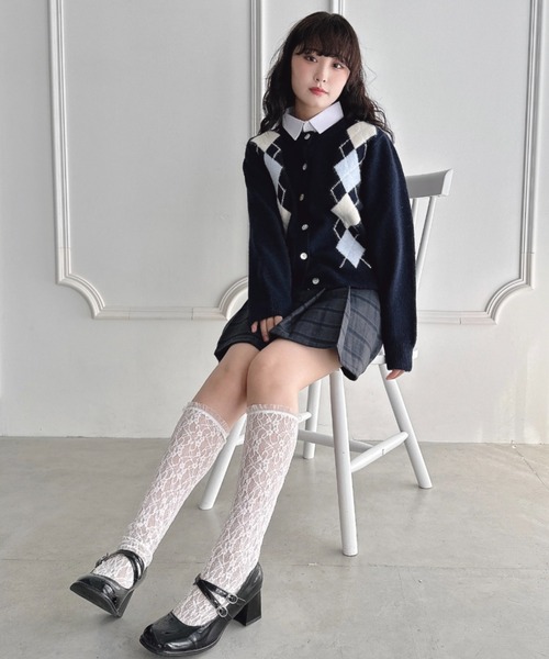 Loueme（ルエム）の「アーガイルニットカーディガン（カーディガン/ボレロ・レディース・ネイビー/グレー/オフホワイト・FREE）」の21枚目の写真